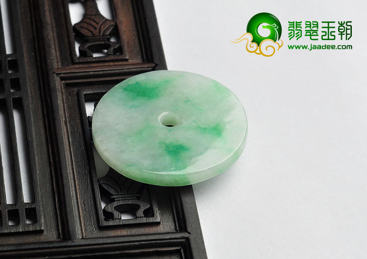 糯冰种白底青缅甸翡翠A货平安扣挂件