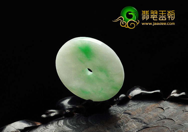 糯冰种白底青缅甸翡翠A货平安扣挂件