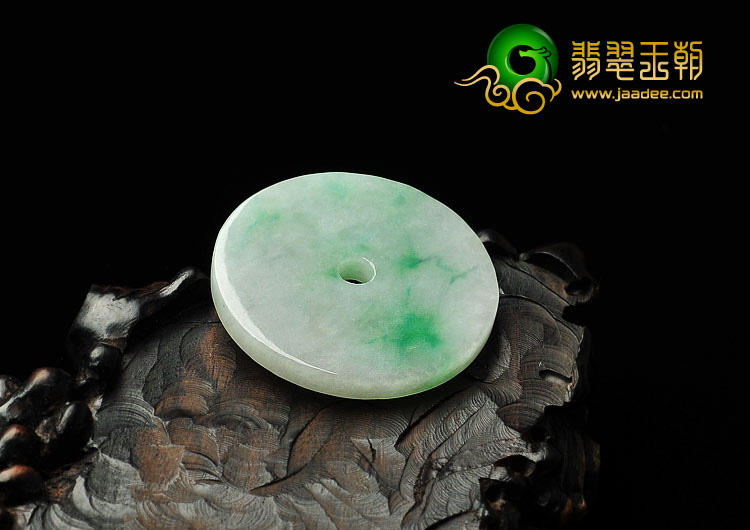 糯冰种白底青缅甸翡翠A货平安扣挂件