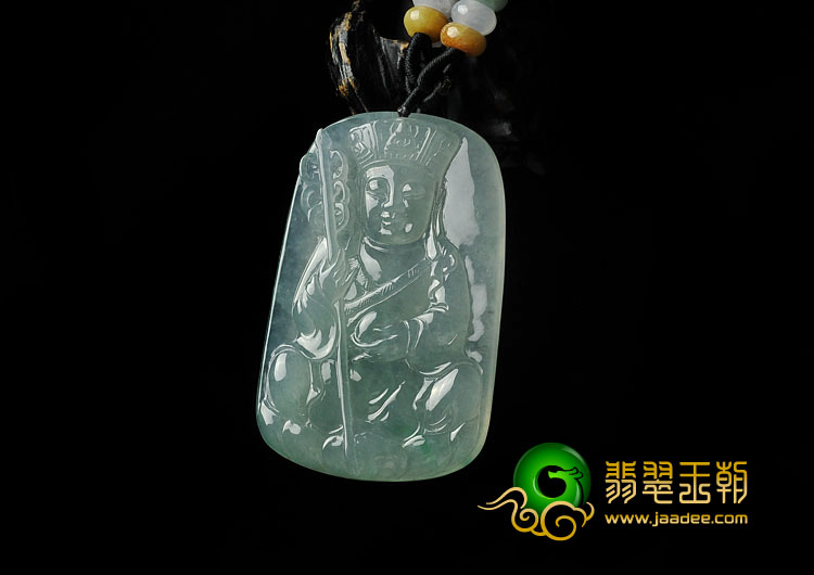 冰种晴水略飘翠缅甸翡翠A货地藏王菩萨挂件