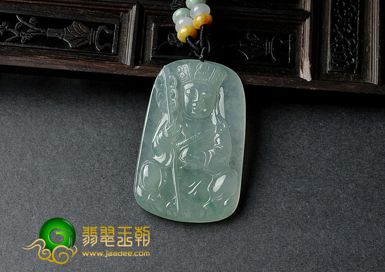 冰种晴水略飘翠缅甸翡翠A货地藏王菩萨挂件