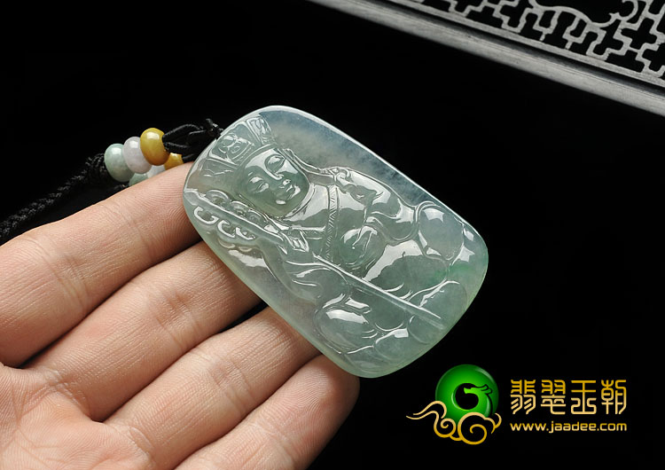 冰种晴水略飘翠缅甸翡翠A货地藏王菩萨挂件