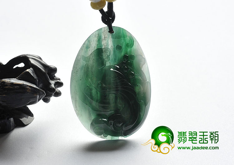 冰种墨绿缅甸翡翠A货英明神武挂件