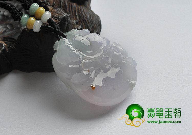 糯冰种春带彩缅甸翡翠A货富贵花开挂件
