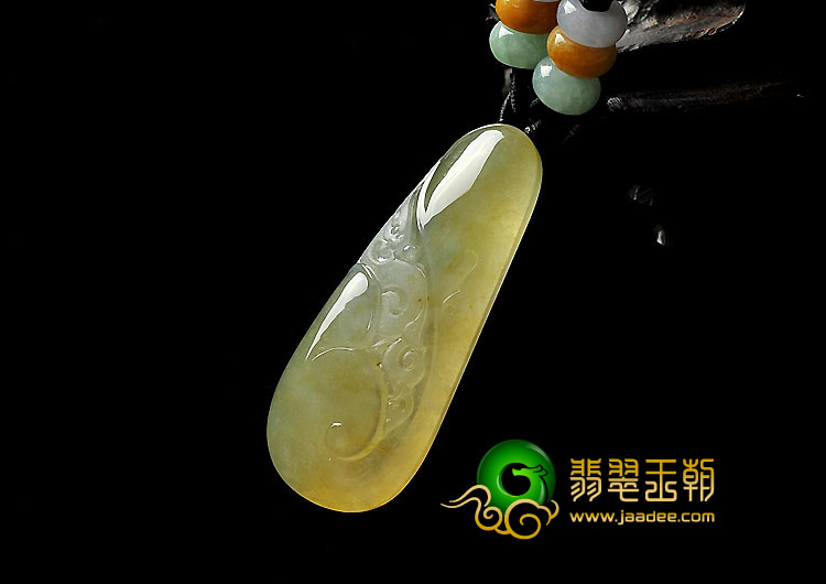 冰种黄翡缅甸翡翠A货仿古凤凰挂件