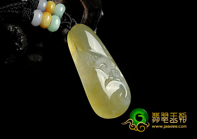 冰种黄翡缅甸翡翠A货仿古凤凰挂件