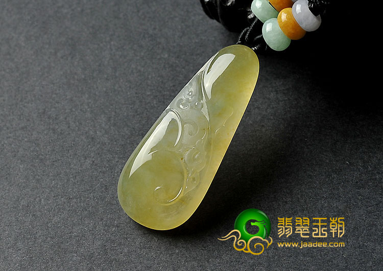 冰种黄翡缅甸翡翠A货仿古凤凰挂件