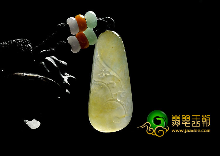 冰种黄翡缅甸翡翠A货仿古凤凰挂件