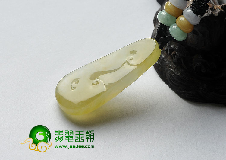 冰种黄翡缅甸翡翠A货仿古凤凰挂件