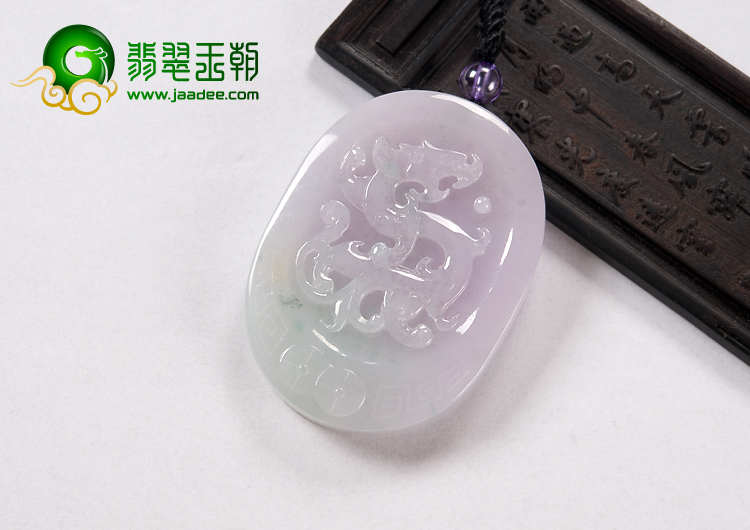 feicui冰种春带彩缅甸翡翠A货龙凤牌挂件