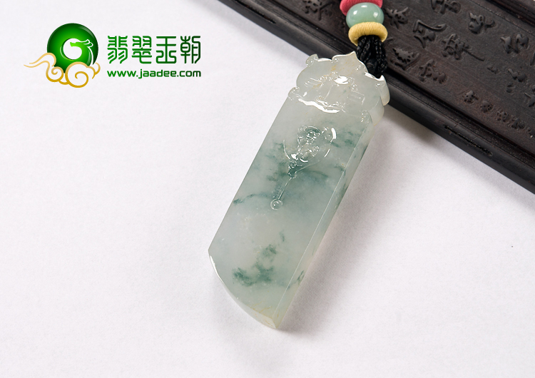 冰种飘花缅甸翡翠A货龙凤珏挂件