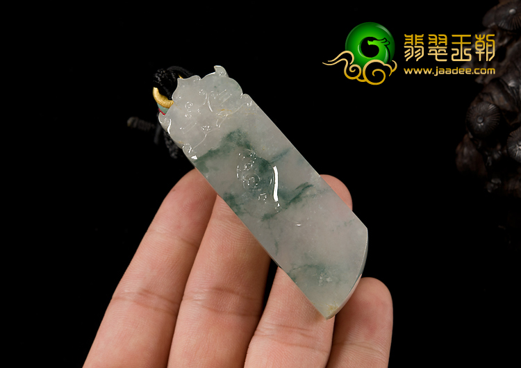冰种飘花缅甸翡翠A货龙凤珏挂件