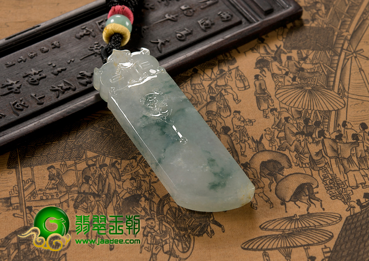 冰种飘花缅甸翡翠A货龙凤珏挂件