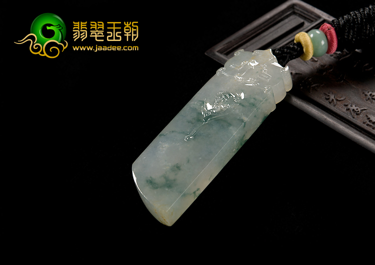 冰种飘花缅甸翡翠A货龙凤珏挂件