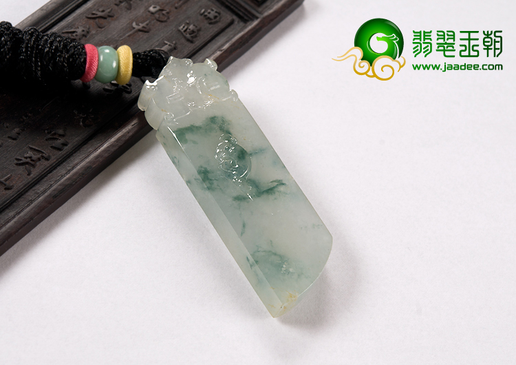 冰种飘花缅甸翡翠A货龙凤珏挂件