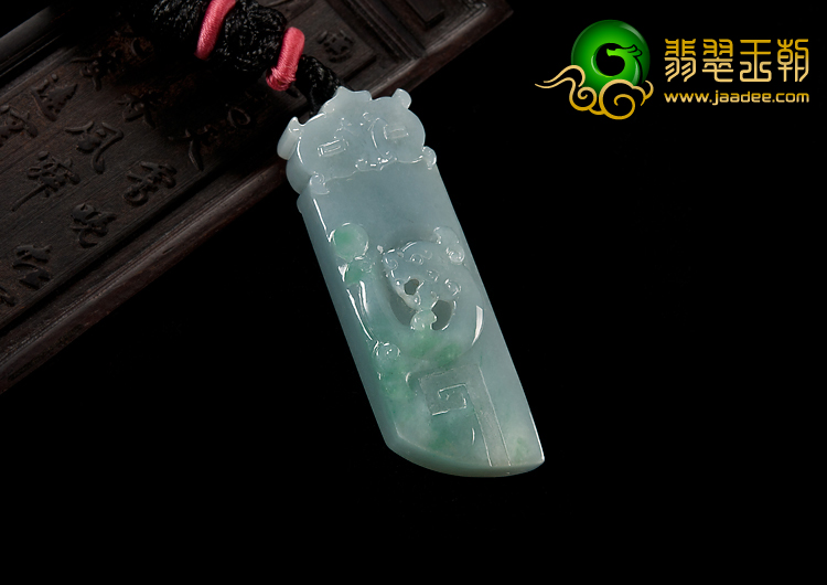 糯冰种晴水略飘翠缅甸翡翠A货龙凤珏挂件