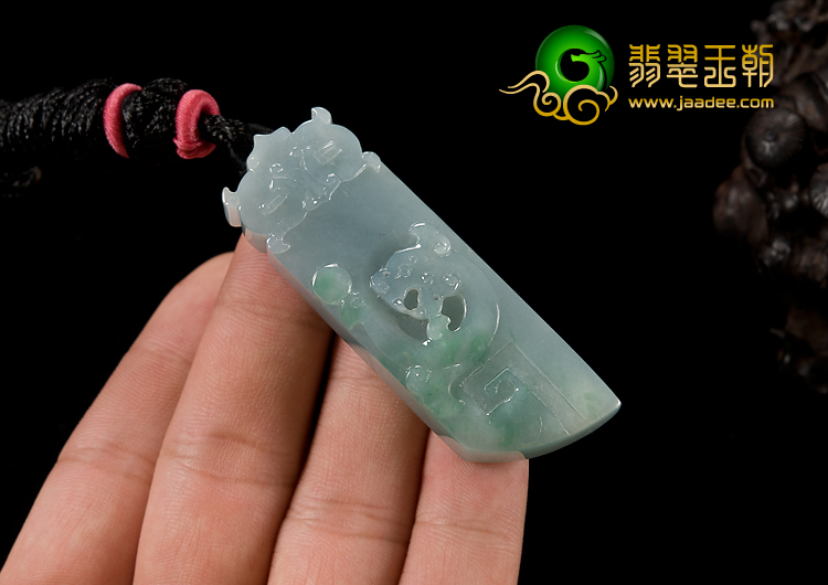 糯冰种晴水略飘翠缅甸翡翠A货龙凤珏挂件