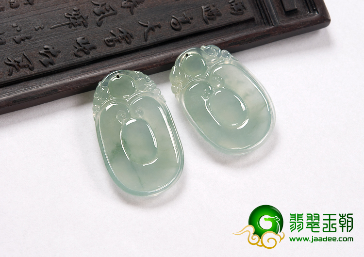 冰种晴水略飘花缅甸翡翠A货福在眼前挂件（单价）