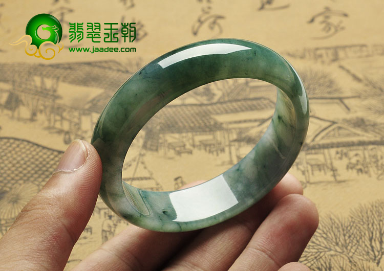 糯冰种飘花缅甸翡翠A货手镯（56mm）