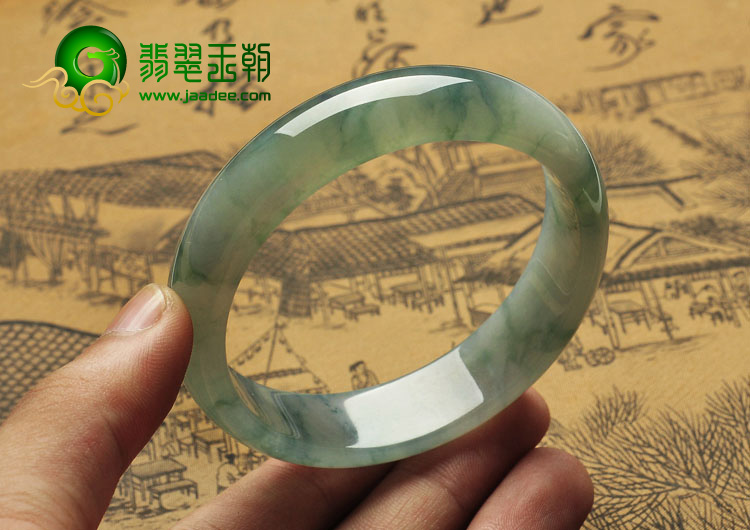 糯冰种飘花缅甸翡翠A货手镯（58.3mm）