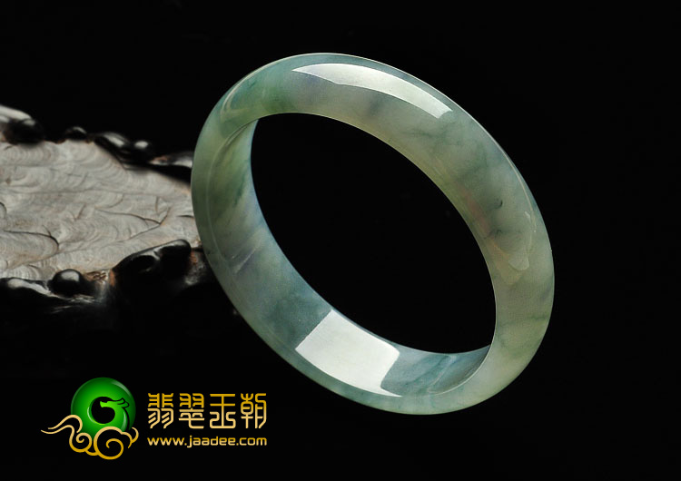 糯冰种飘花缅甸翡翠A货手镯（61.5mm）
