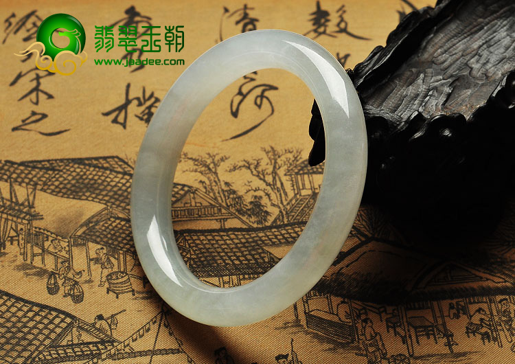 冰种缅甸翡翠A货圆条手镯（52.9mm）