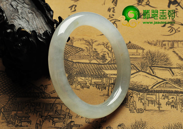 冰种缅甸翡翠A货圆条手镯（52.9mm）