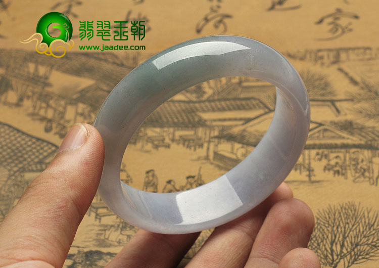 糯冰种淡紫罗兰缅甸翡翠A货手镯（55.9mm）