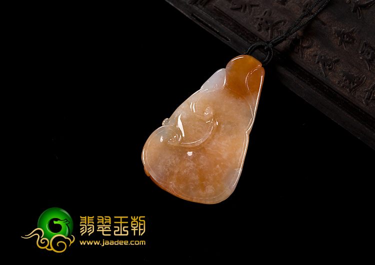 糯冰种红黄翡缅甸翡翠A货灵猴献寿挂件
