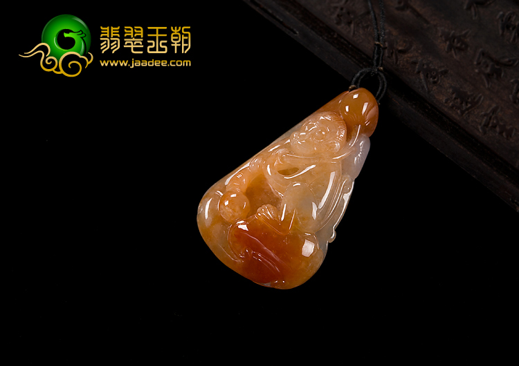 糯冰种红黄翡缅甸翡翠A货灵猴献寿挂件
