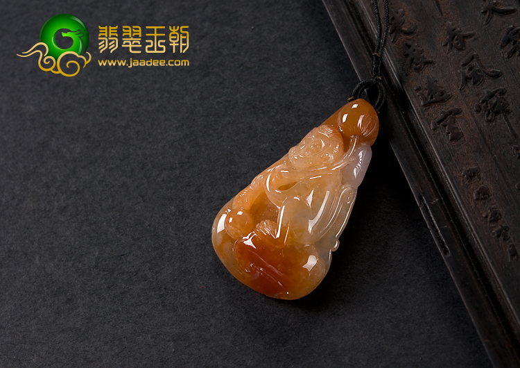 糯冰种红黄翡缅甸翡翠A货灵猴献寿挂件