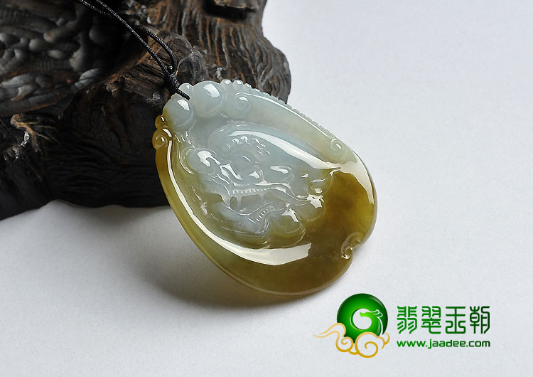 (超值推荐)冰种褐黄翡缅甸翡翠A货龙头挂件