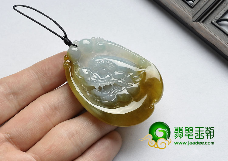 (超值推荐)冰种褐黄翡缅甸翡翠A货龙头挂件