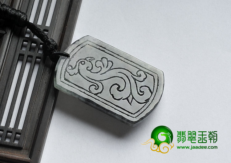 冰（乌鸡种）水墨色缅甸翡翠A货龙腾四海挂件