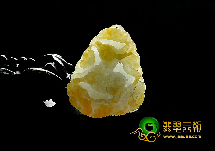 糯冰种黄翡缅甸翡翠A货福禄寿挂件