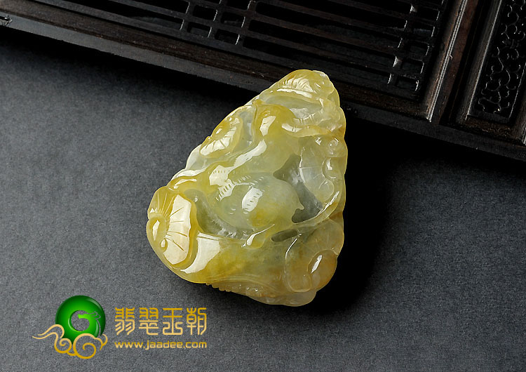 糯冰种黄翡缅甸翡翠A货福禄寿挂件