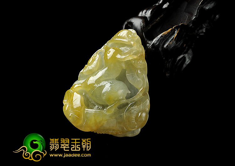 糯冰种黄翡缅甸翡翠A货福禄寿挂件