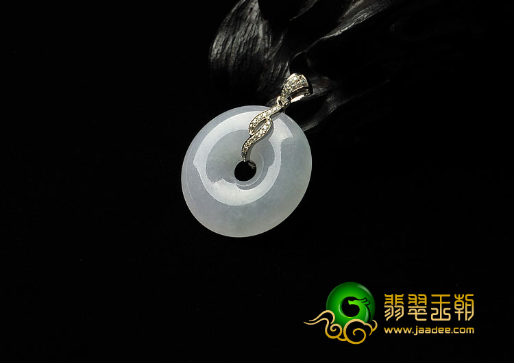 冰种晴水缅甸翡翠A货镶银平安扣（水钻）（单价）