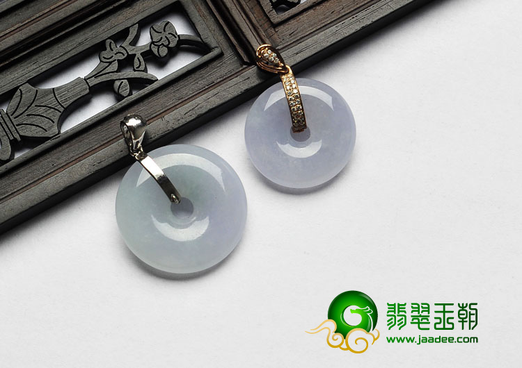 冰种晴水缅甸翡翠A货镶银平安扣（水钻）（单价）