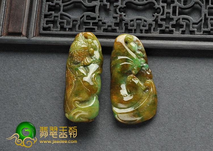 细糯种黄加绿缅甸翡翠A货悦愉有福挂件（一批走）