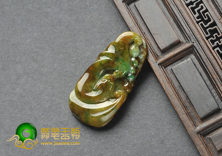 细糯种黄加绿缅甸翡翠A货悦愉有福挂件（一批走）