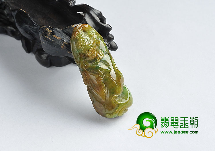 细糯种黄加绿缅甸翡翠A货悦愉有福挂件（一批走）