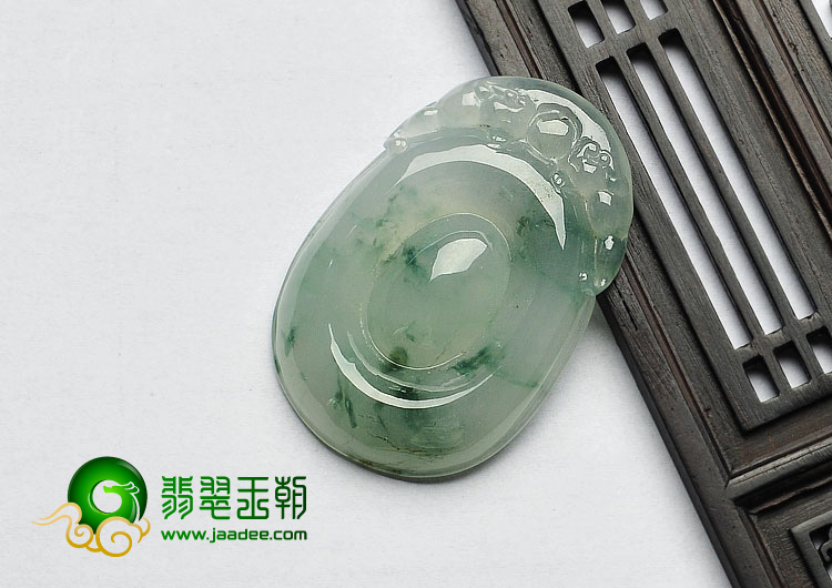 冰种飘花缅甸翡翠A货福在眼前挂件