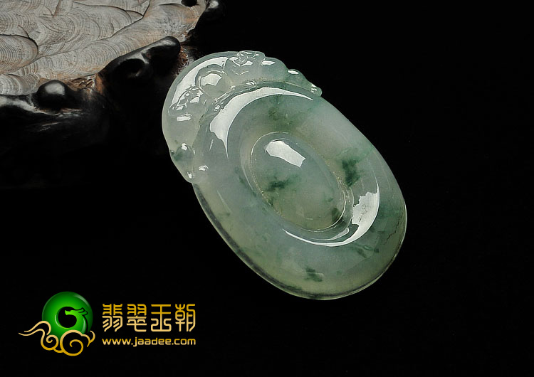 冰种飘花缅甸翡翠A货福在眼前挂件