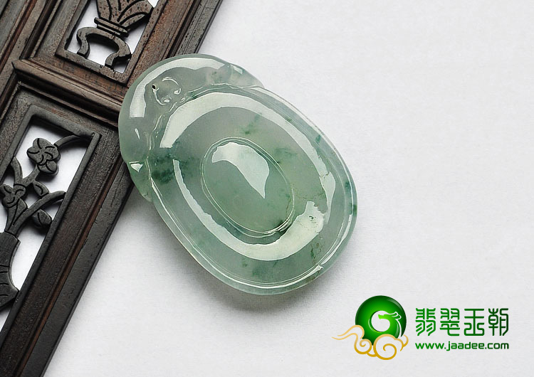 冰种飘花缅甸翡翠A货福在眼前挂件
