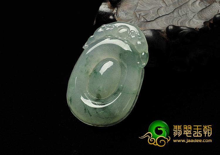 冰种飘花缅甸翡翠A货福在眼前挂件