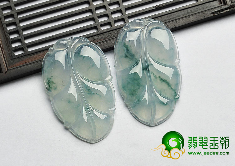 冰种飘花缅甸翡翠A货叶子挂件（单价）