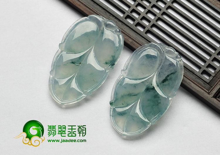 冰种飘花缅甸翡翠A货叶子挂件（单价）