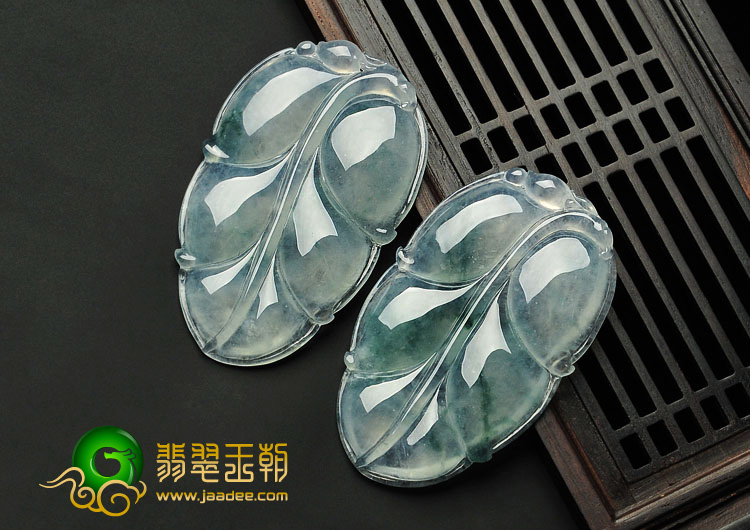 冰种飘花缅甸翡翠A货叶子挂件（单价）
