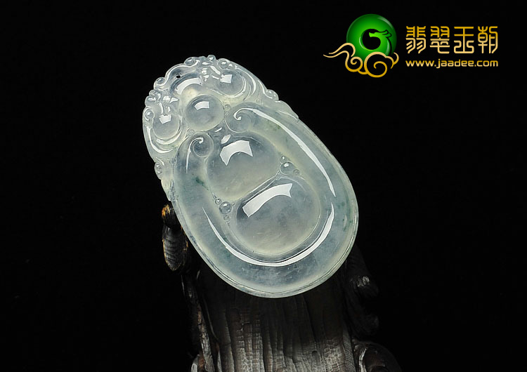 冰种略飘花缅甸翡翠A货福禄寿挂件